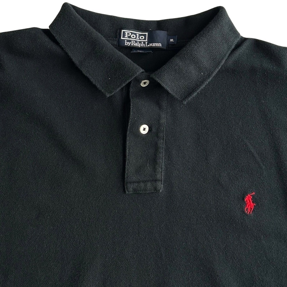 Polo Ralph Lauren Shirt Mens XL Black Red Pony Pique Short Sleeve Classic Preppy